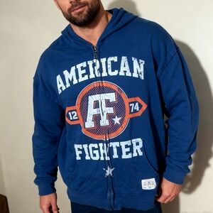 American Fighter by Affliction Zip Hoodie Men’s 2XL Blue Graphic MMA Streetwear